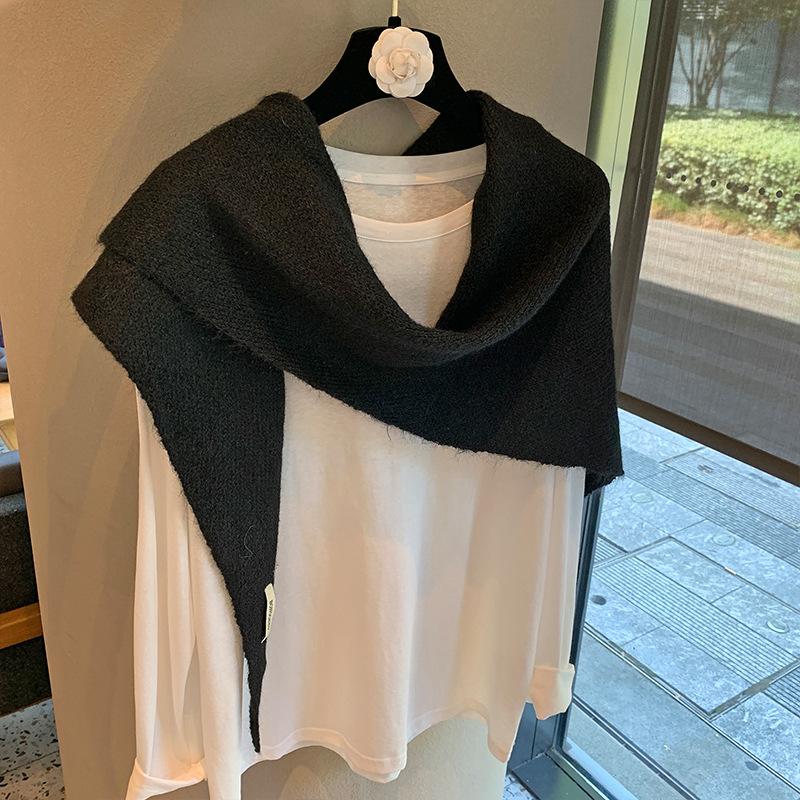 Solid Color Triangular Scarf, Brushed Shawl, Oversized Outer Layer, Autumn and Winter Korean Warm Triangular Scarf, Knitted Scarf