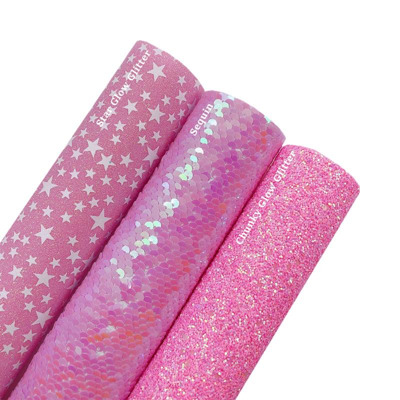 22x30cm/ Sheet Faux Leather Rainbow Chunky Glitter Fabric For Handmade Coin Purse Bag Diy Bows Hair Accessories Craft Material