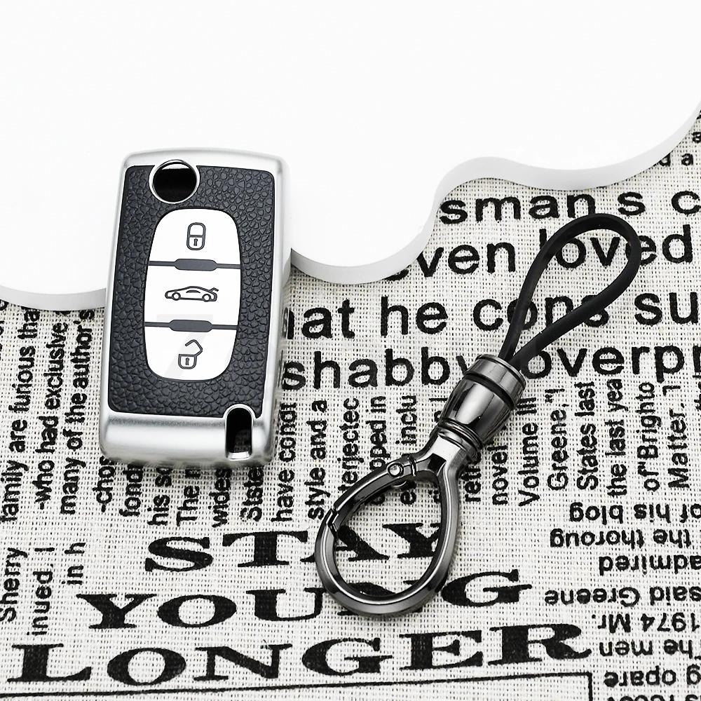 Tpu Leather Flip Car Key Case Cover For Peugeot 207 307 308 407 607 807 Fob Keychain For Citroen C2 C3 C4 C5 C6 Xsara Berlingo