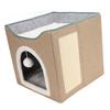 Cat House Foldable Enclosed Warm Brthable Cat Cave Bed with Scratcher Plush   for Indoor