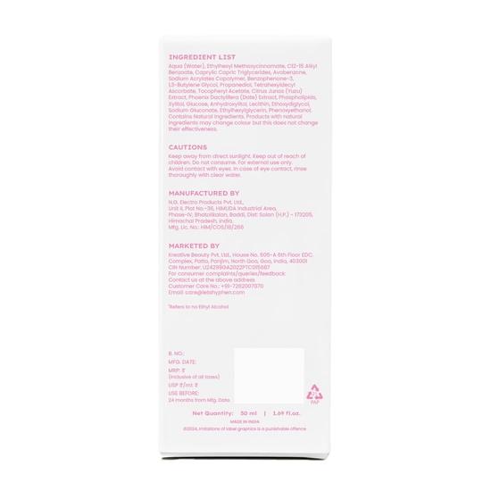 Hyphen Rozjasňující opalovací krém s vitamíny s SPF 50 PA++++ | 12 hodinová ochrana proti UVA-UVB a modrému světlu | Pro všechny typy pleti - 50 ml