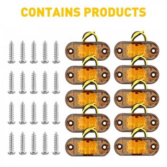 10PCS Amber LED Car Side Clearance 25" Marker Lights For Truck Trailer RV EOA