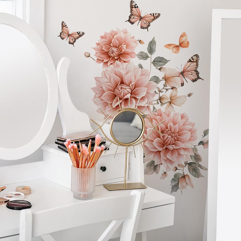 Aquarell Blume Blatt Schmetterling Schlafzimmer Wohnzimmer Home Hintergrund Verschönerung Dekorative Wand Aufkleber