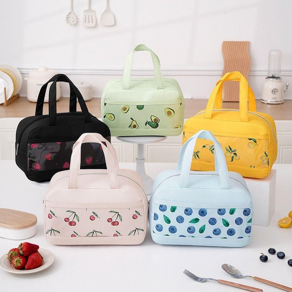 Aluminium Foil Fruit Printed Lunch Bag Leak-Proof Food Storage Pouch Insulated Cooler Bag  School