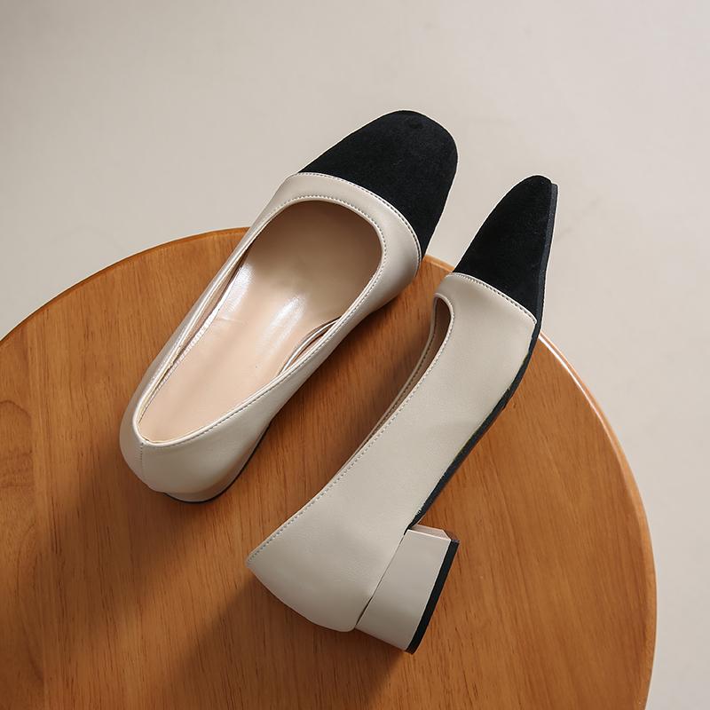 Retro High Heels Sandals For Women Dress Shoes Closed Square Toe Mules Elegant Low Heels Pumps Wedding Shoe Casual Flat Shoes 42