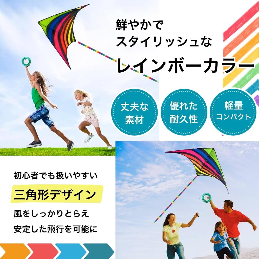 SALUDABLE Krake Drachenfliegen Set (Regenbogen) mit Oktopus-Schnur und Aufwickler für Kinder, Erwachsene und Anfänger. Hochfliegend.