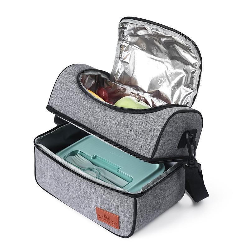 Single/Durable Layer Waterproof Thermal Lunch Bag Large Capacity Portable Picnic Food Insulated Cooler Bag With Shoulder Strap