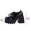 Fashion New Style Gothic Chunky High Heels Loafers for Woman New Leather Platform Loafers Female Solid Color Thick Heeled Lolita Shoes