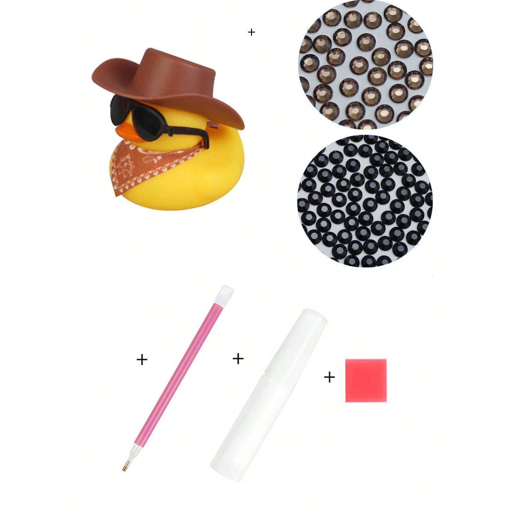 

DIY Dotted Western Cowboy Yellow Duck Handmade Set, Creative Pasting Ornaments, Home and Office Decorations, Free Diamond Pasting Tools