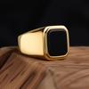 R3381 Men's/Women Trend High Quality 316LStainless Steel Multiple Colors Gemstone Style Onyx Golden Rings Jewelry