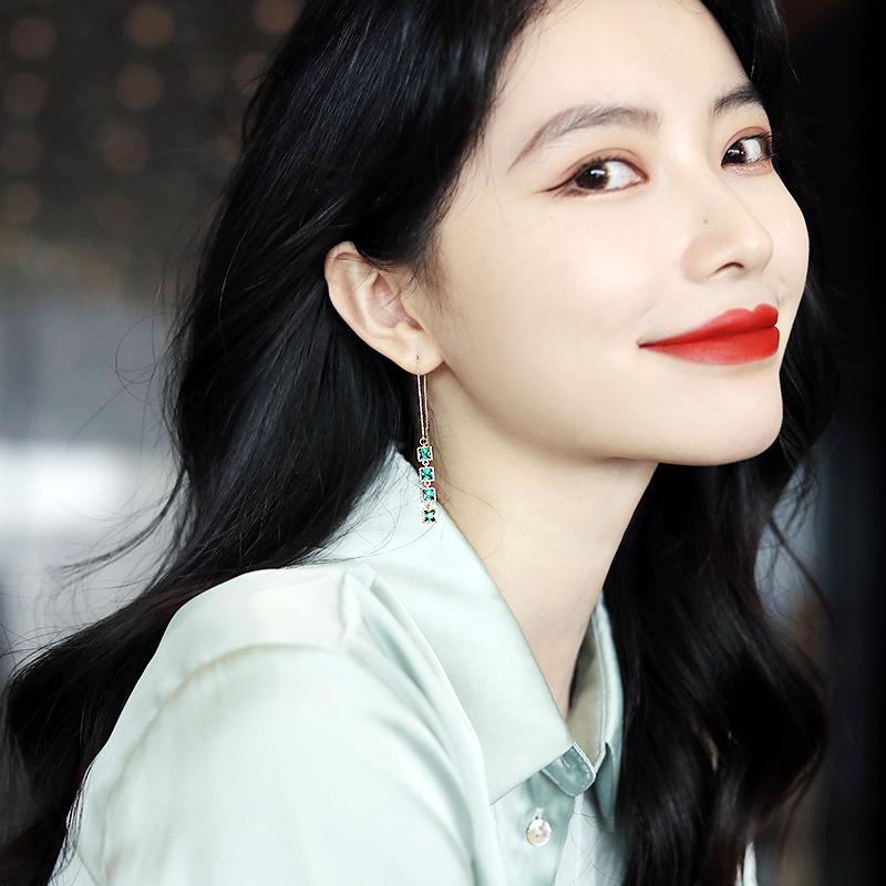 French elegant 14K real gold plating emerald square zircon pendant second-line fashion jewelry women's wedding party accessories