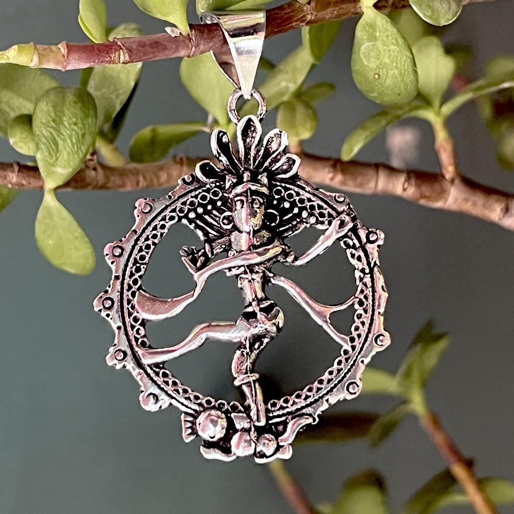 Nataraja Dancing Shiva Charm Necklace In Sterling, Hindu High Quality of Brass Pendant, Lord of the Dance Jewellery, Protective Amulet