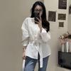 Korean Design Waist-Cinched Slimming Shirt with Belt - Spring/Summer 2025 Women's Casual Top