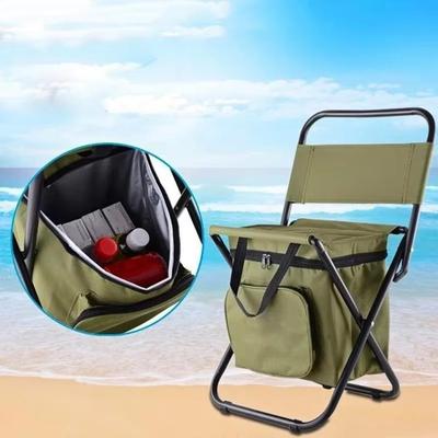 Krzesło 3 w 1 Outdoorowe Rekreacyjne Kempingowe Wędkarskie Przenośne Multifunkcyjne Składane Torba Termiczna z Torbą do Przechowywania i Oparciem Funkcja Izolacji