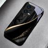 Silk Golden Line Black Glass Phone Case For Redmi Note 10 11 Pro+ 12 13 14 (Global) 14 Pro 5G (India) K60 Ultra 13C 14C Cover