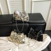 Elegant Chain Tote Bag Blingbling Female Handbag Simple Sequin Shoulder Bag  Lady Girl