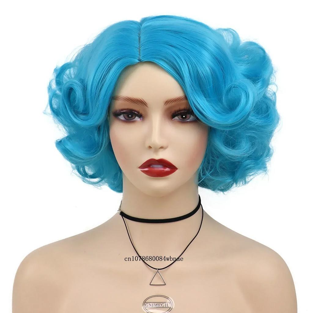 Olivgrüne Perücke für Frauen Synthetische Kurze Große Lockige Perücken Cosplay Halloween Kostümparty Flauschiger Stil Hochtemperaturfaser