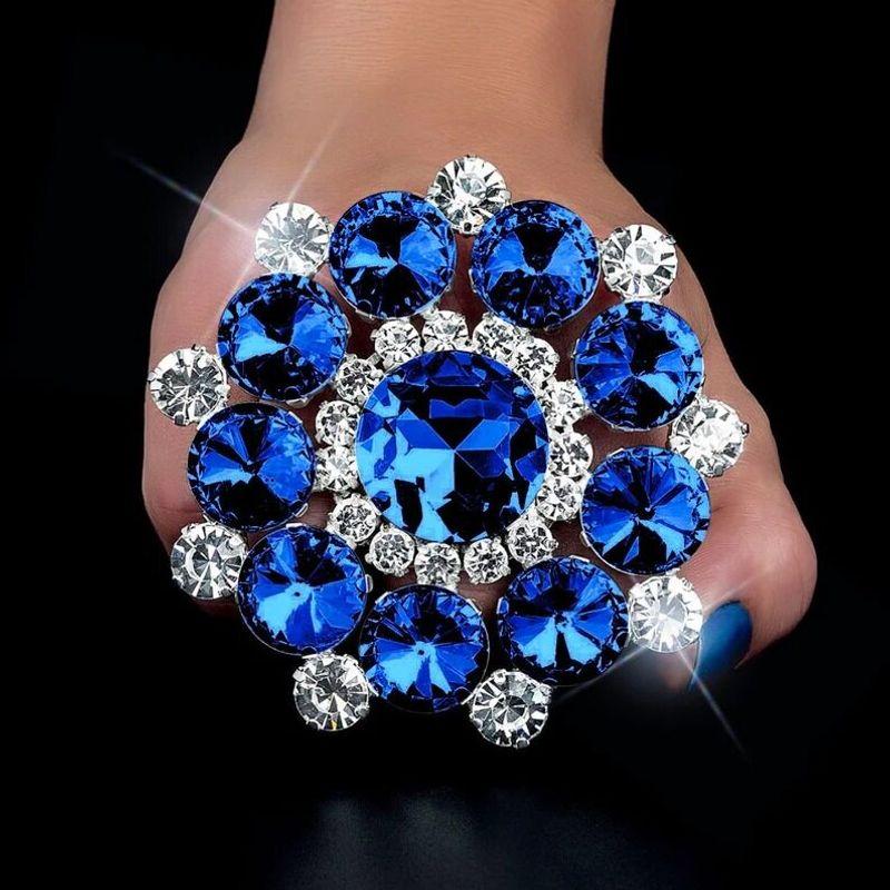 Fashion Exaggerated Super Flash Rhinestone Big Ring Catwalk Runway Modeling Photo Adjustable Ring Stylish Ornament Ring