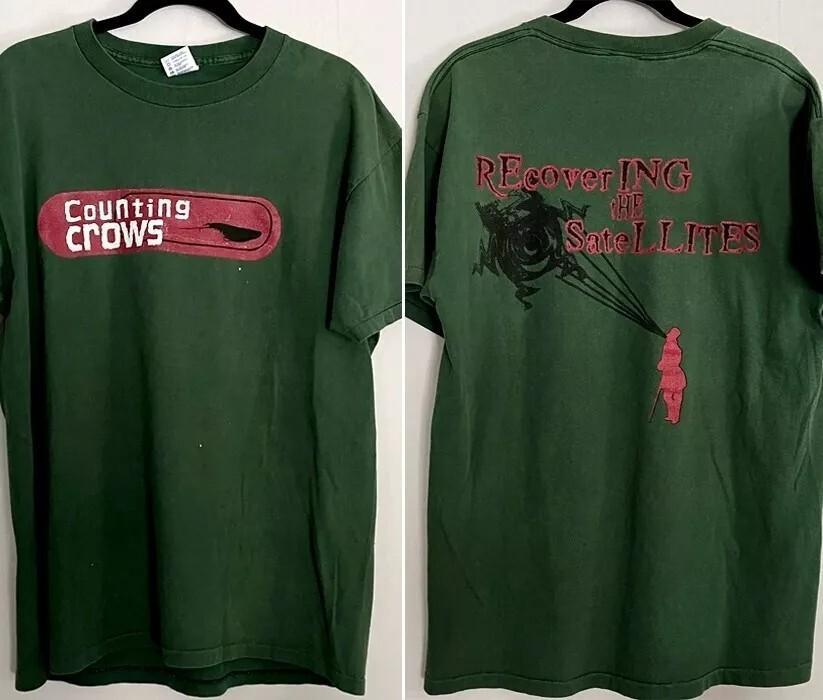 Counting Crows Band T shirt Recovering The Satellite 2 Side Forest Green Shirt Unisex T-Shirt XXXL