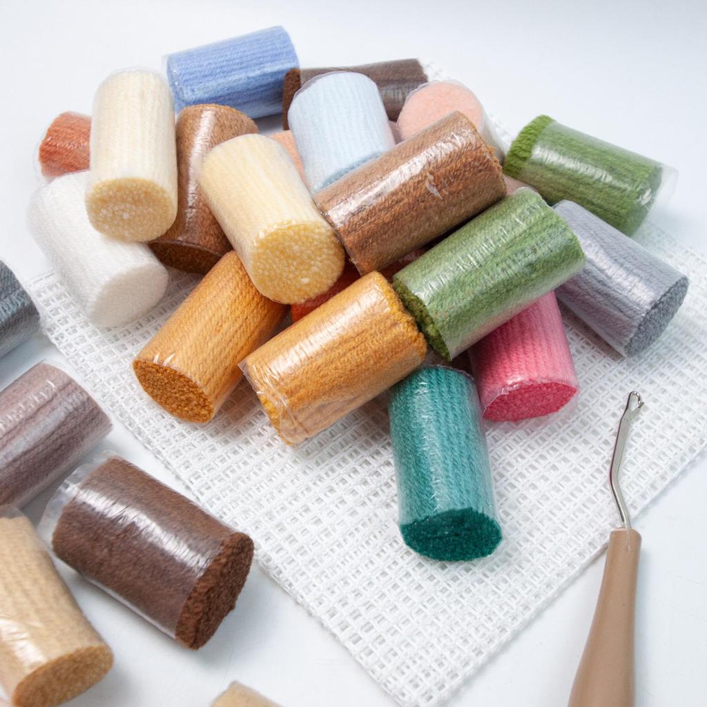 30 Kolorowych Zestawów do Haftowania na Szydełku Pre-Cut Yarn Dywaniki Yarn Kolorowa Nić do Szycia Zamienna Nić do Robienia Poszewek na Poduszki Koców