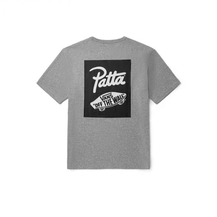 Vans X Patta Collaboration Tee Short Sleeve Moisture Wicking Breathable Unisex Tops Gray VN0A7SO7ATH
