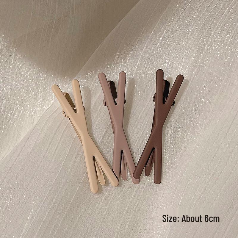 Set of 3 Gradient Coffee & Candy Color Duckbill Hair Clips - European & American Style