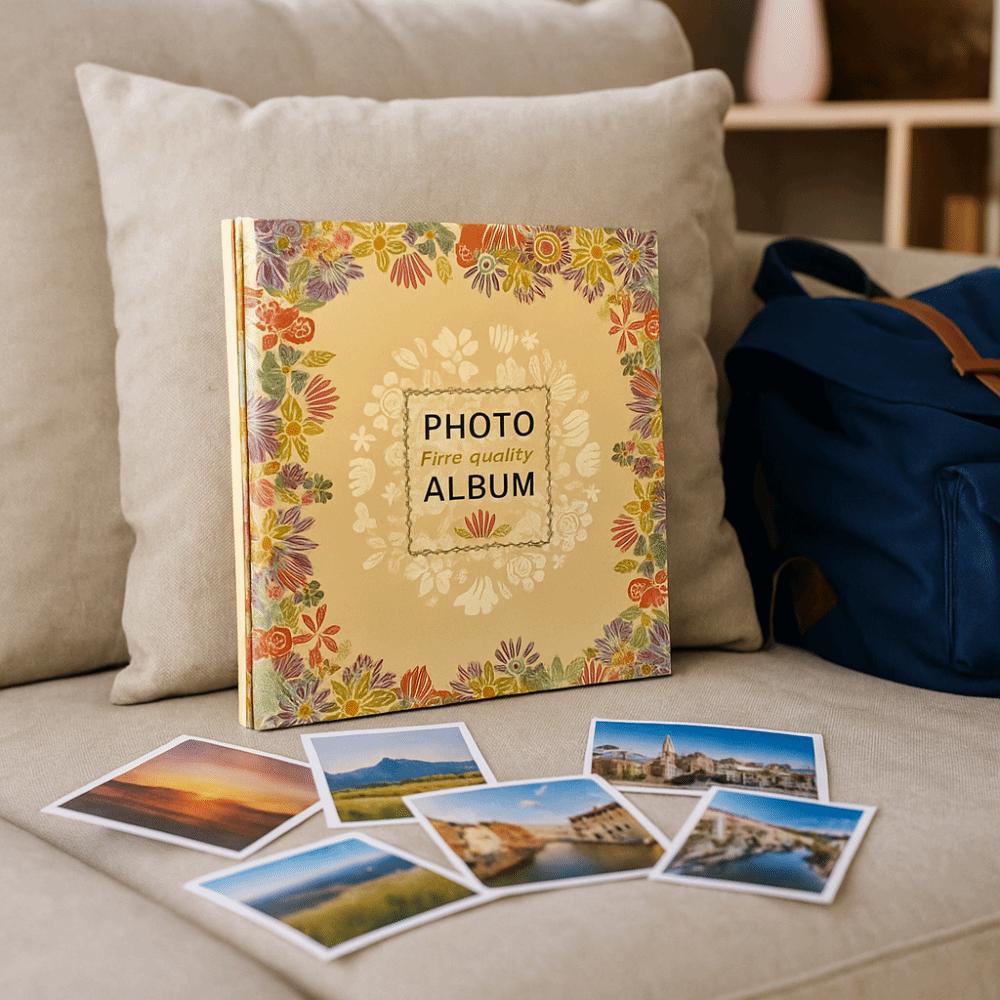 6-Inch Photo Album Flower Pattern Insert Style Photo Storage Album Multi-Pocket Large Capacity Wedding Album Family Memories