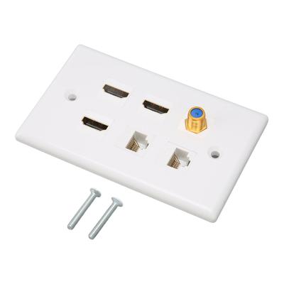 Placa de parede de interface multimídia HD 6 portas TV F Head CAT6 rede AV placa de parede para casa