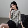 SOFSIL Women's 100% Mulberry Silk Botanical Print Blouse