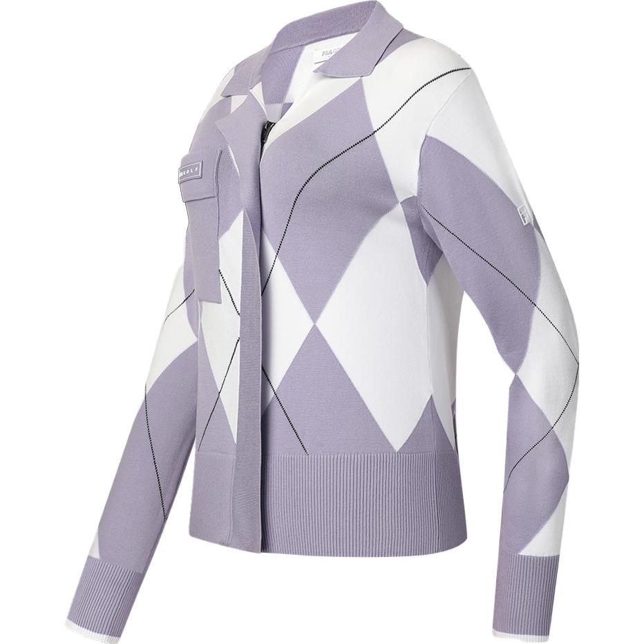 

FILA Fitted Casual Long Sleeve Knit Top With Polo Wool Tops Women, Lavender A11W345406F-PU