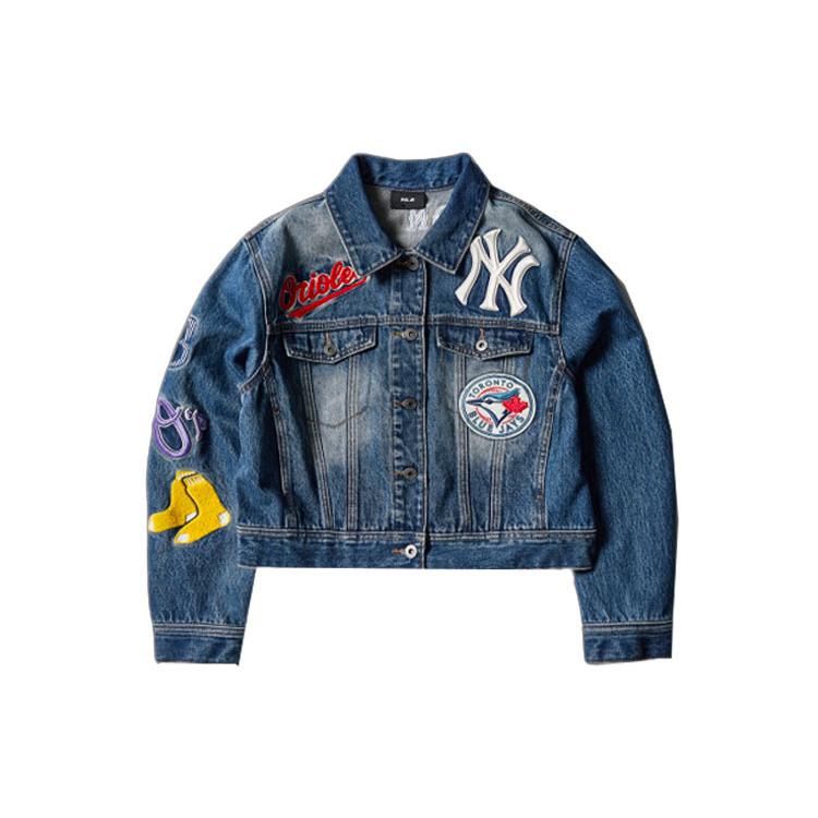 

New MLB Base Logo Cropped Coats Women s Blue 3FDK02014-50BLS S