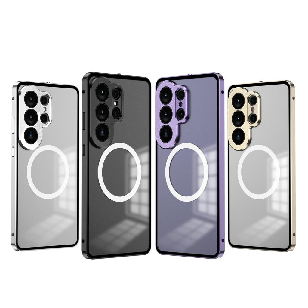 Metal Phone Case with Spring Buckle for Samsung S26 Ultra, S25 Ultra, S25+, and S24+ (Single-sided, Cross-border Compatible)