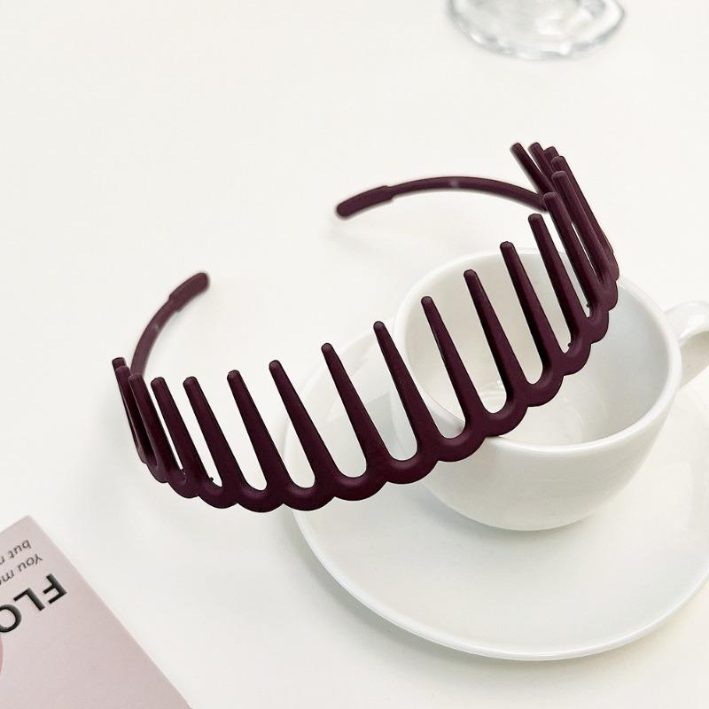 

Colorful Toothed Facial Hair Band Fashionable Plastic Matte Anti-slip Headband Pressure Bangs and Broken Hair Accessory темно-червоний колір