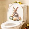 Cartoon Easter Bunny Easter Egg Bathroom Toilet Flower Self-adhesive Wall Sticker