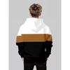 Boys' 3D Printed Hooded Sweatshirt - Contrasting White/beige/brown/black Pullover, Machine Washable Long Sleeved Sweater