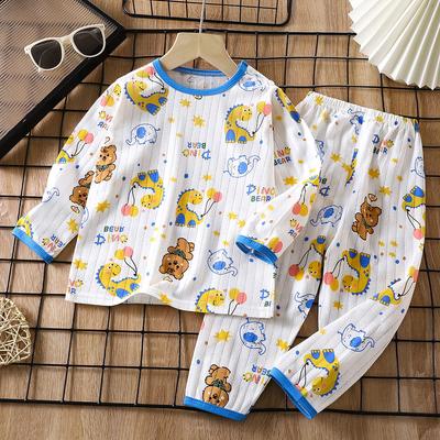 Summer Thin Cotton Kids Long Sleeve Homewear Set Boys Girls Pajamas