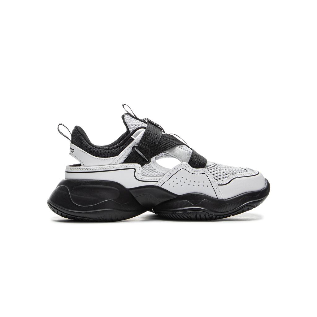 Li Ning Kids Mesh Comfortable Simple Breathable Lightweight Shock Absorption Low Top Casual Shoes Kids Sneaker Black Standard-White YKCV078-7