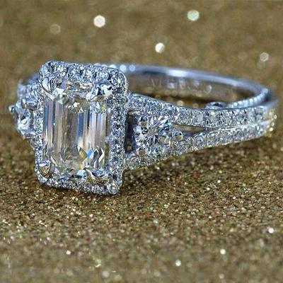 New Luxury Full Paved CZ Stone Square Shape Women Wedding Ring AAA Zircon Elegant Anniversary Gift for Female Fashion Jewelry