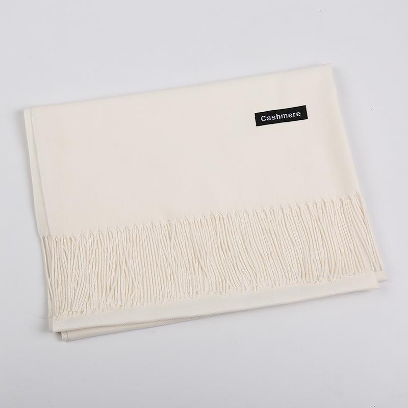 Solid Color Cashmere Scarf Women'S Autumn And Winter Explosion 220G Classic Light Board Monochrome Tassel Versatile Warm Shawl Gift