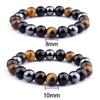 Natursteinarmband Tigerauge Dreifacher Schutz Hämatit und Schwarzer Obsidian Armband Partnerarmbänder Schmuck zur Gewichtsabnahme
