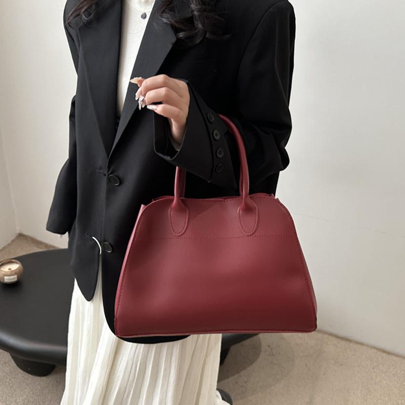 Red Color Large Size Women Handbags Retro Pure Color Shoulder Shopper Tote Bag Luxury Designer Handbags