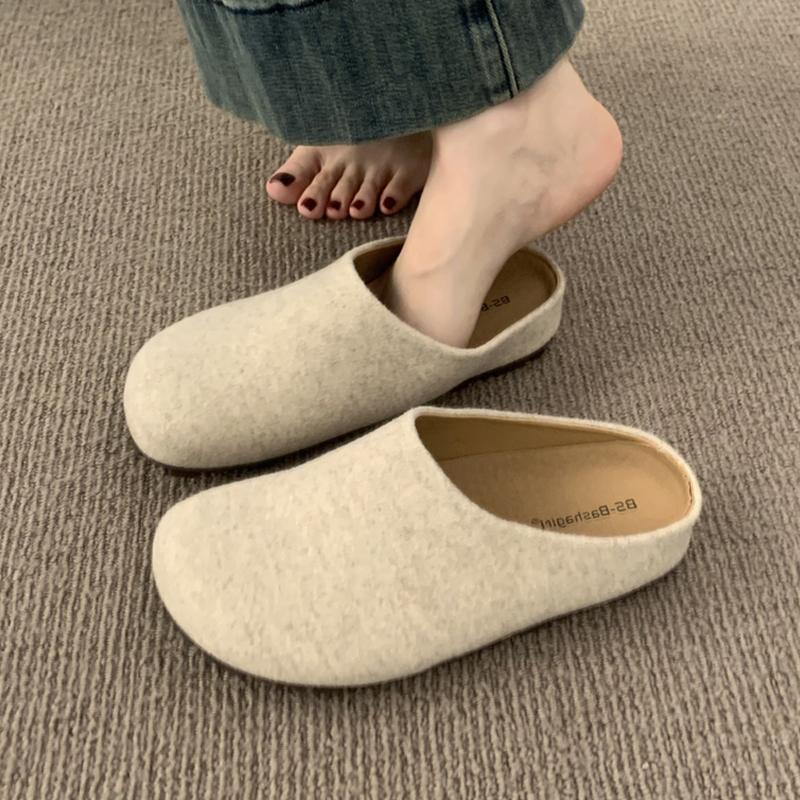 

Fashion Flats Women Mules Shoes Slingback Fashion Slippers New Cozy Autumn Dress 2025 Casual Designer Brand Walking Zapatillas De Mujer 40 абрикосовый