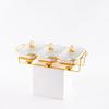 Three-grid Rectangular Ceramic Plate Soup Pot Metal Shelf Hotel Restaurant Hand-Colored Soup Pot Dry Pot Tableware Set