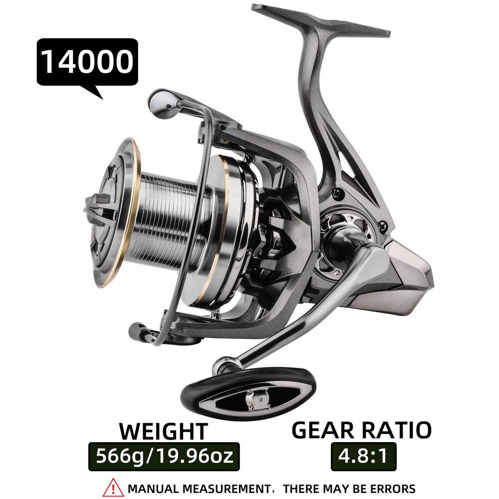 All-Metal Gapless Long-Casting Spinning Reel with Oblique Mouth for Sea Fishing, Model 14000.