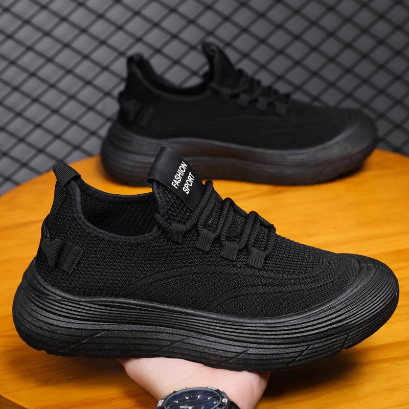 Flying woven shoes 2025 new large size men's shoes non-slip sports shoes casual fashion versatile running shoes mesh breathable shoes