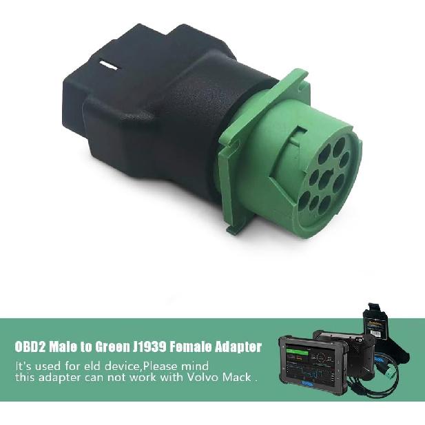 Type 2 Green 9pin J1939 Male to OBD2 Female Adapter J1939 - J1962 9pin-16pin Adapter