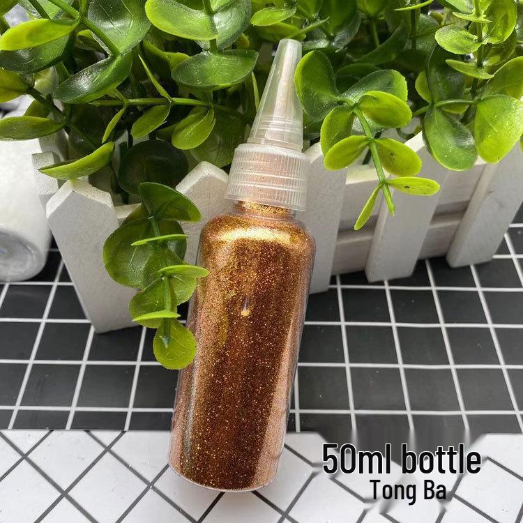 50ml Gold Glitter Powder with Flakes for Children's DIY Projects - Bright, Shiny Powder for Painting and Cross Stitch