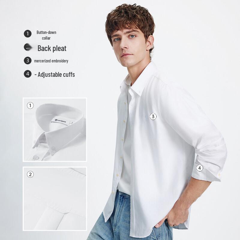 Navigare Men's 2026 Spring Casual Solid Long-Sleeve Shirt