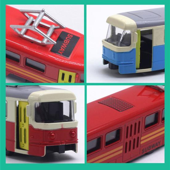 Classic Train Tram Diecast Pull Back Model with LED Music Developmental Kids Toy