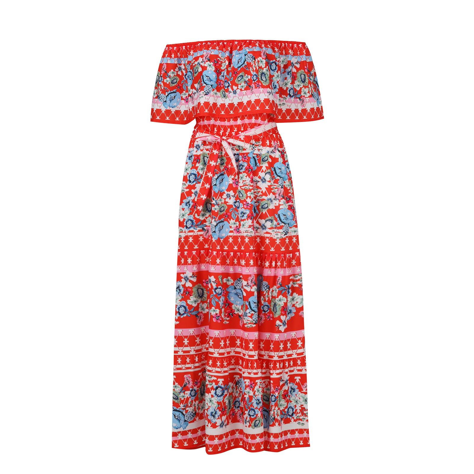 Модное женское повседневное летнее свободное платье с эластичной талией и принтом — фото 7